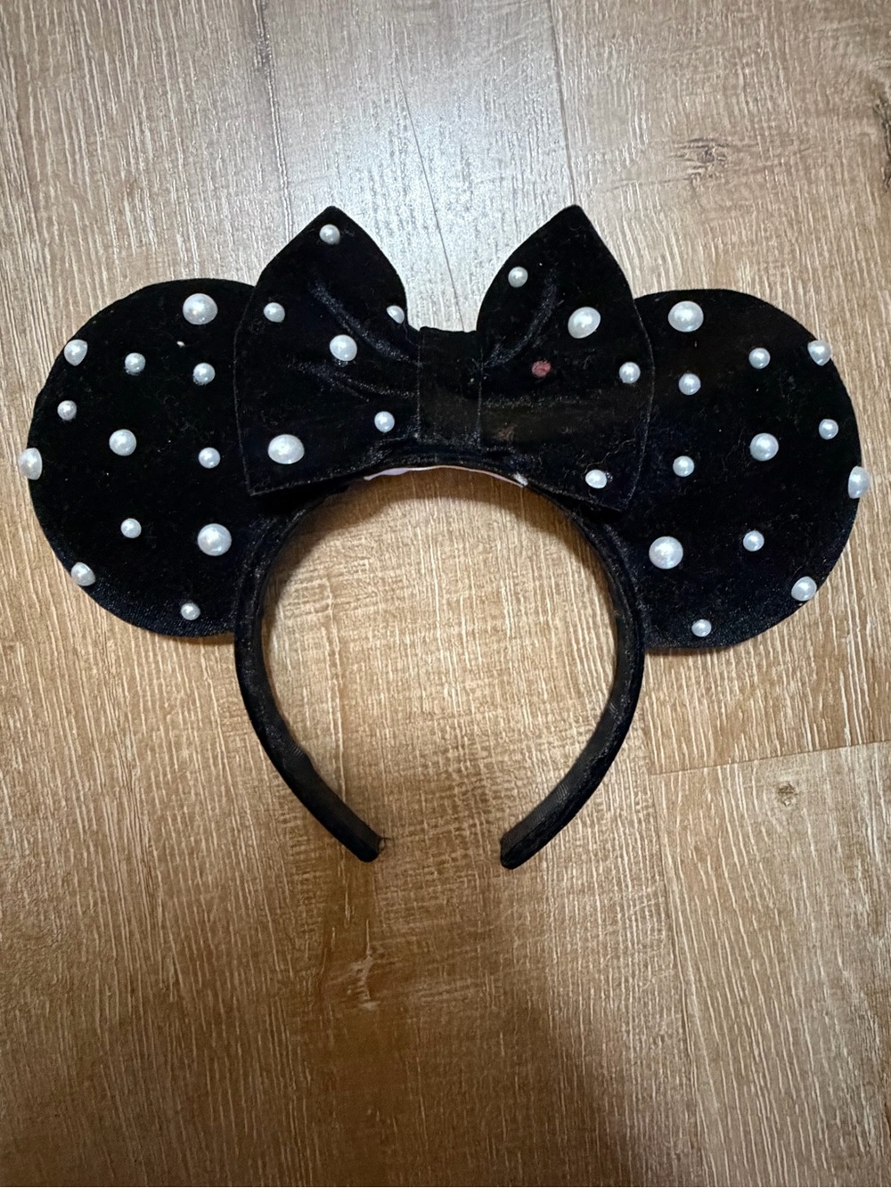 Soarin over Main Street Black Pearl-Studded Velvet Minnie Ears Headband